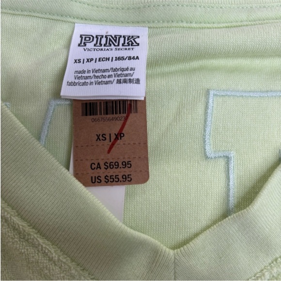 VICTORIA'S SECRET PINK TERRY VARSITY BEACH OVERSIZE TOP SHIRT XS SWEATSHIRT NWT - Picture 12 of 14